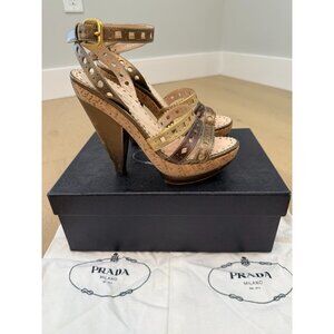 Prada  "Metal Bronzo" sandals, size EU 37.5, US size 7
